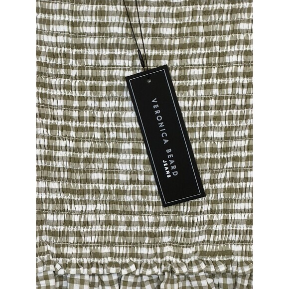 NWT VERONICA BEARD Jeans Aloya Smocked Cotton Blend Miniskirt Sz Large Gingham - Picture 3 of 7